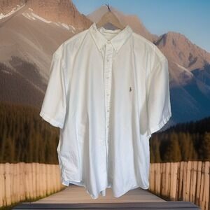 Ralph Lauren Shirt Men 3XB White Flesh Pony Short Sleeve Button Down Preppy